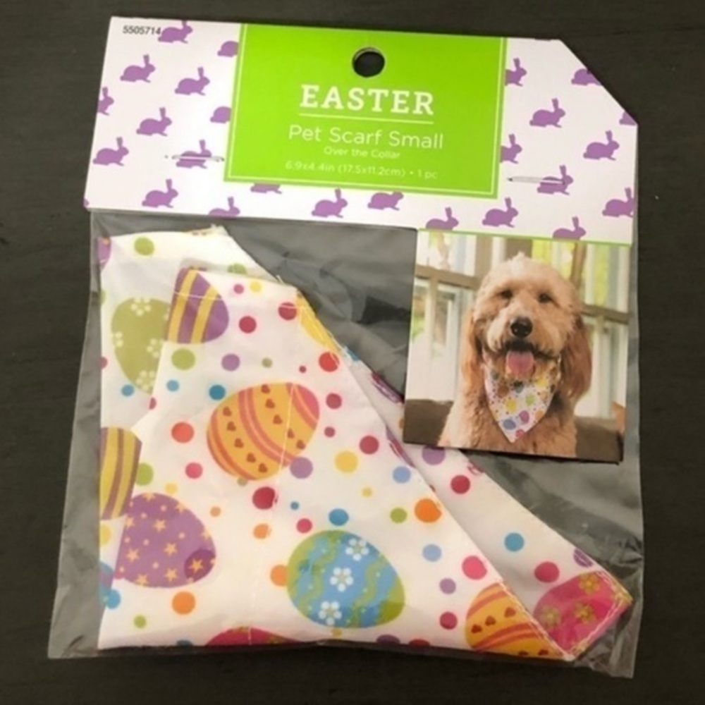 Easter Dog Scarf Small Pet Banana With Multicolored Easter Egg Graphic Print NWT
